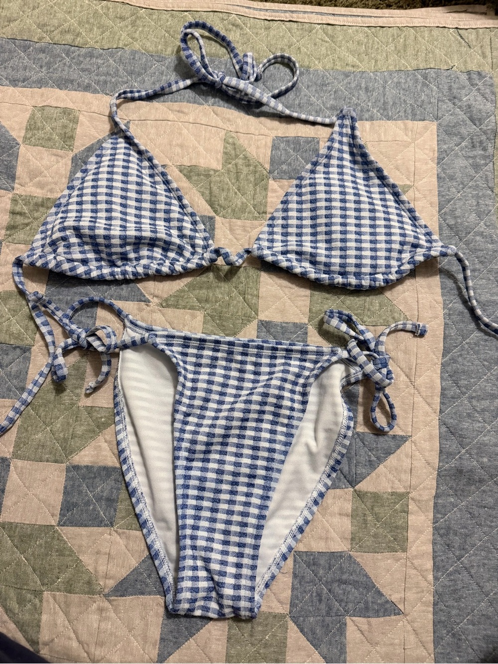 Target Blue and White Gingham Tie-String Bikini